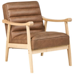 Beliani Armchair Leknes Faux Leather Brown