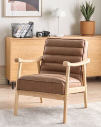 Beliani Armchair Leknes Faux Leather Brown - thumbnail 2