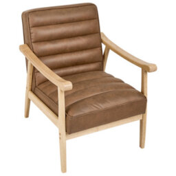 Beliani Armchair Leknes Faux Leather Brown - thumbnail 6