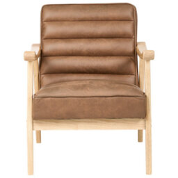Beliani Armchair Leknes Faux Leather Brown - thumbnail 4