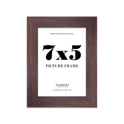 "17X17"" Walnut Picture Frame - 17X17"" Square Frame With 16X16"" Mount For 17X17""/16X16"" Pictures Moderrn Style Thin Edge, 1 Pack" - image 1