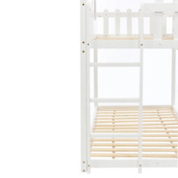Abrihome Children's Cabin Bunk Bed Frame With Adjustable Ladder And Slide(White, 190X90Cm+200X90Cm) - thumbnail 7