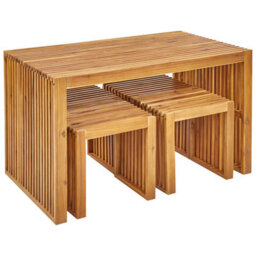 Wyld And Coco Garden Dining Set 5-Piece Solid Acacia Table And 4 Stools, 120Cm X 70Cm - thumbnail 5