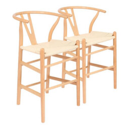 Nicholas Winter Wooden Scandi Danish Style Bar Stools - Natural/natural - Pack Of 2 - thumbnail 1