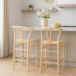 Nicholas Winter Wooden Scandi Danish Style Bar Stools - Natural/natural - Pack Of 2 - thumbnail 5