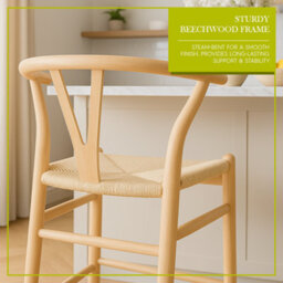 Nicholas Winter Wooden Scandi Danish Style Bar Stools - Natural/natural - Pack Of 2 - thumbnail 3