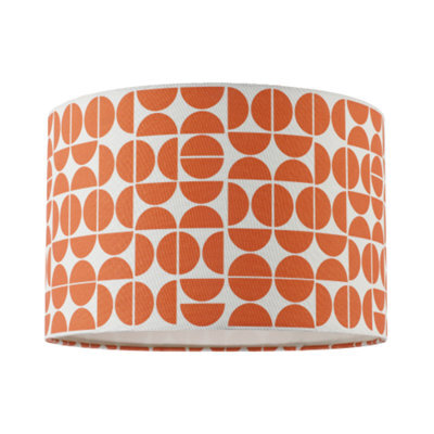 Happy Homewares Modern Orange Geometric Linen Fabric Lamp Shade With Cotton Lining - image 1