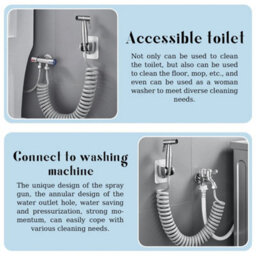 Handheld Bidet Toilet Sprayer Set - Stainless Steel,kit With 2M Hose - thumbnail 4