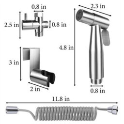 Handheld Bidet Toilet Sprayer Set - Stainless Steel,kit With 2M Hose - thumbnail 2