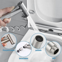 Handheld Bidet Toilet Sprayer Set - Stainless Steel,kit With 2M Hose - thumbnail 3