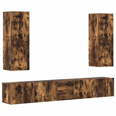 Berkfield Classic 5 Piece Tv Cabinet Set Smoked Oak Engineered Wood - image 1