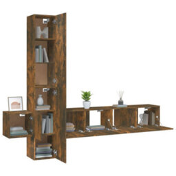 Berkfield Classic 5 Piece Tv Cabinet Set Smoked Oak Engineered Wood - thumbnail 4