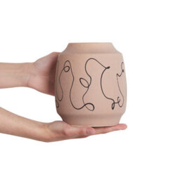 Beliani Flower Vase Skate Stoneware 20 Cm Sand Beige - thumbnail 4