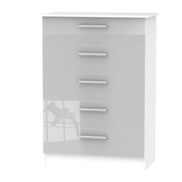 Trent 5 Drawer Chest Of Drawers In Grey & White (Ready Assembled) - thumbnail 2