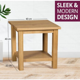 Small Side Table, Wooden Oak Lamp Table, Nightstand, Bedside/end Table, 1 Shelf - thumbnail 2