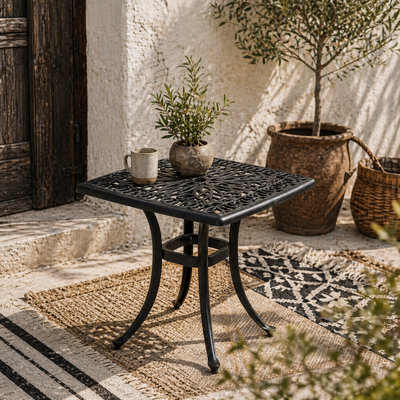 Wyld Haus Dodo Black Cast Aluminium Square Bistro Table 53 X 53 Cm With Parasol Hole - image 1
