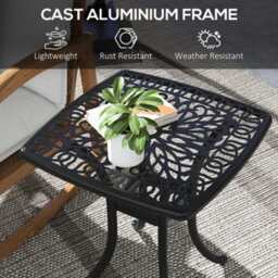 Wyld Haus Dodo Black Cast Aluminium Square Bistro Table 53 X 53 Cm With Parasol Hole - thumbnail 5