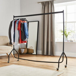 House Of Home Extra Strong Heavy Duty Black Metal 6Ft Long X 5Ft Tall Clothes Rail With Wheels - thumbnail 8