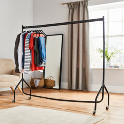 House Of Home Extra Strong Heavy Duty Black Metal 6Ft Long X 5Ft Tall Clothes Rail With Wheels