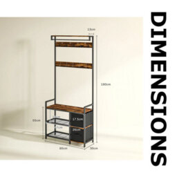 Industrial Entryway Hall Tree Coat Rack Stand With Shoe Storage And Drawers - thumbnail 9