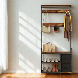 Industrial Entryway Hall Tree Coat Rack Stand With Shoe Storage And Drawers - thumbnail 6