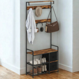 Industrial Entryway Hall Tree Coat Rack Stand With Shoe Storage And Drawers - thumbnail 4