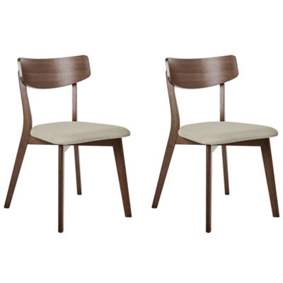 Beliani Set Of 2 Dining Chairs Hope Wood Brown/ Beige - image 1