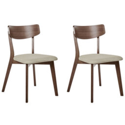 Beliani Set Of 2 Dining Chairs Hope Wood Brown/ Beige - thumbnail 1