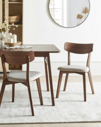 Beliani Set Of 2 Dining Chairs Hope Wood Brown/ Beige - thumbnail 2