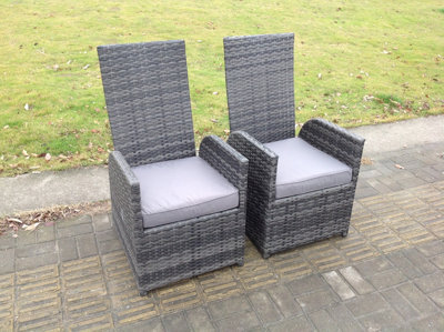 Fimous Dark Grey Mixed 2 Pc Chairs Outdoor Wicker Rattan Garden Furniture Reclining Chair - image 1