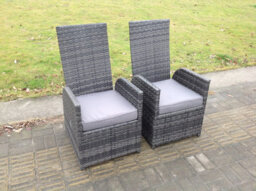 Fimous Dark Grey Mixed 2 Pc Chairs Outdoor Wicker Rattan Garden Furniture Reclining Chair - thumbnail 1