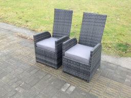 Fimous Dark Grey Mixed 2 Pc Chairs Outdoor Wicker Rattan Garden Furniture Reclining Chair - thumbnail 2