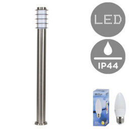 Valuelights Wharf Modern Outdoor Stainless Steel Bollard Lantern Light Post - 1 Metre