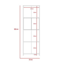 Core Products Dallas White Bookcase With Doors - White & Carbon Grey Oak Effect, H160.0Cm X W53.1Cm X D33.0Cm - thumbnail 6
