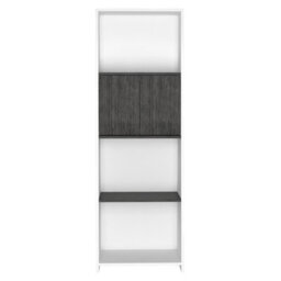 Core Products Dallas White Bookcase With Doors - White & Carbon Grey Oak Effect, H160.0Cm X W53.1Cm X D33.0Cm - thumbnail 2