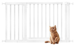 Bettacare Wooden Elegance Dog Gate, White, 125Cm - 133Cm, Pressure Fit Pet Gate, 73Cm Extra Wide Doorway, Easy Installation - thumbnail 1