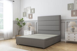 "Sloomy Texas Pewter Dumfries Divan Bed Base 2 Drawers Foot-End With 54"" Floor Standing Headboard 4' Small Double"
