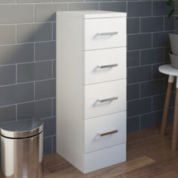 Affine Modern Bathroom Furniture Toilet & Sink Vanity Unit 4 Drawer Cabinet White Gloss - thumbnail 4