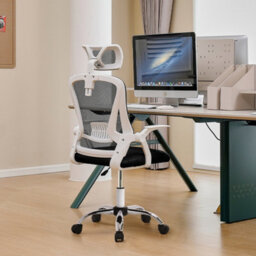 Living And Home Swivel Ergonomic Office Chair With Headrest-White - thumbnail 2