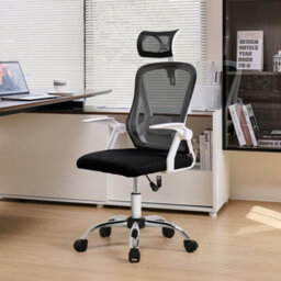 Living And Home Swivel Ergonomic Office Chair With Headrest-White