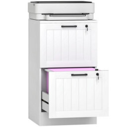 Homcom 2 Drawer File Cabinet With Lock And Adjustable Hanging Bars, White - thumbnail 2