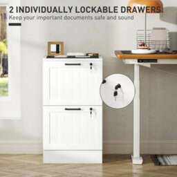 Homcom 2 Drawer File Cabinet With Lock And Adjustable Hanging Bars, White - thumbnail 6