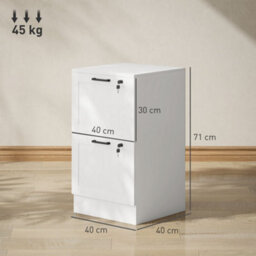 Homcom 2 Drawer File Cabinet With Lock And Adjustable Hanging Bars, White - thumbnail 3
