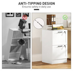 Homcom 2 Drawer File Cabinet With Lock And Adjustable Hanging Bars, White - thumbnail 7