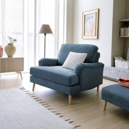 Abakus Direct Harper Chenille Armchair Dark Blue - thumbnail 1