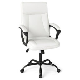 Gainoom Upholstered Beige Executive Chair Ergonomic Computer Desk Chair