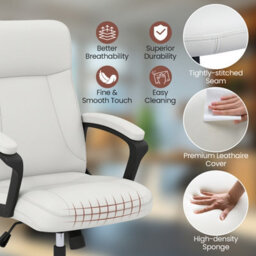 Gainoom Upholstered Beige Executive Chair Ergonomic Computer Desk Chair - thumbnail 2