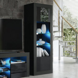 Modern Sideboard Display Cabinet Cupboard Tv Stand Living Room High Gloss Doors - Black - thumbnail 3