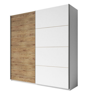 Arte Expansive Oak Beaufort And White Matt Sliding Wardrobe With Elegant Storage - H2100mm W2700mm D610mm - image 1