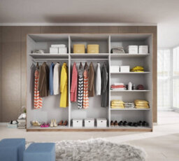 Arte Expansive Oak Beaufort And White Matt Sliding Wardrobe With Elegant Storage - H2100mm W2700mm D610mm - thumbnail 2